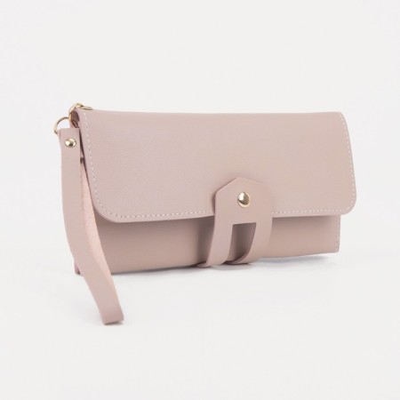 Women's wallet on the button, pink color