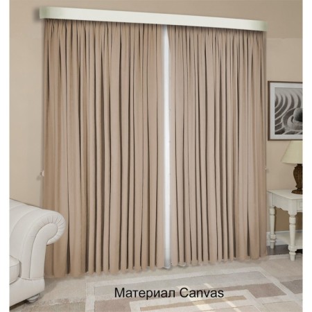 Set of curtains "Canvas", size 200x260 cm, 2 pcs, beige color-1