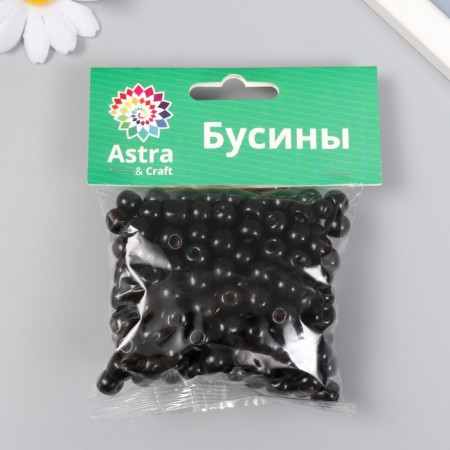 Wooden beads "Astra" round, 10 mm, 50 g, black-2