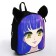 School textile backpack with ears on the hairpins "Anime", 27x23 cm, black/purple