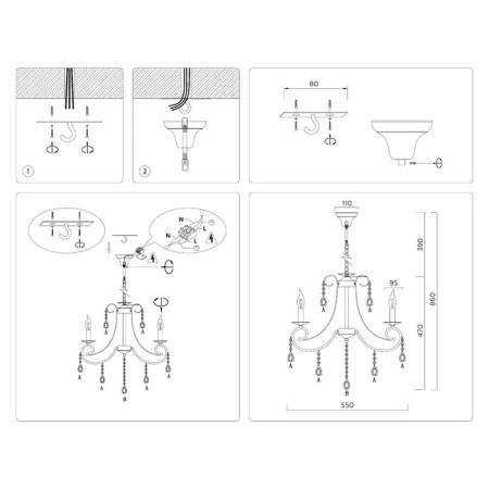 Suspended Ambrella Trade Classic TR4915, E14, white, gold-2