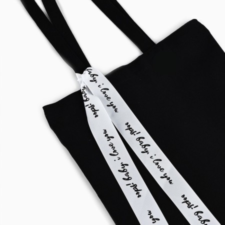 Shoper with ribbon I love you, 35x0.5x40 cm, black color-5