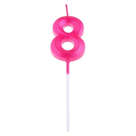 Candle in the cake on the skewer "Fine", the number "8", 5 cm, pink-2