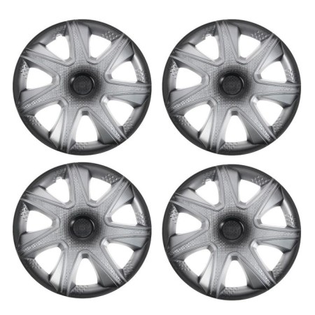 Wheel caps R14 "Joy", silver-black, carbon, set 4 pcs