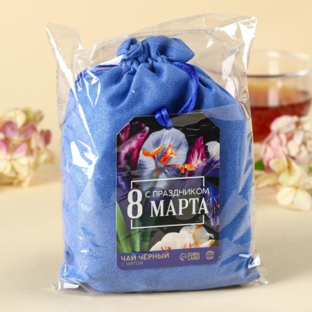 Black tea "Happy March 8" in a gift bag, taste: mint, 100 g.-3