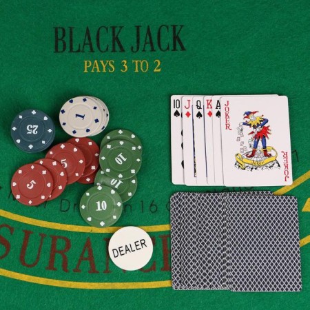 Poker, set for the game (maps 2 decks, chips 100 pcs.), With a face value, 20 x 20 cm-7