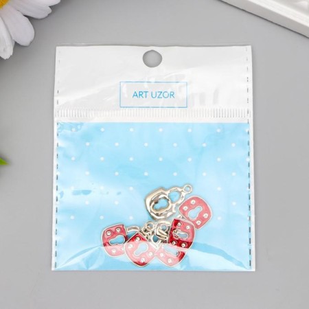 Decor for creativity Metal "Red Label" silver, enamel 1.6x1.1 cm-3