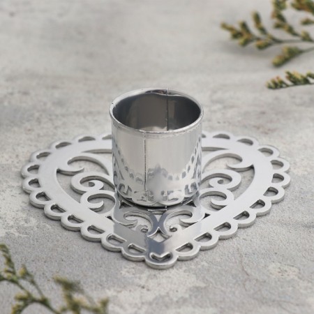 Cloth-Kruzhevo candlestick Metal for one candle, 7.8x2.7 cm, chrome-1