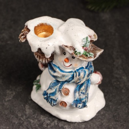 Snowman "Snowman with a candle" 12cm-5