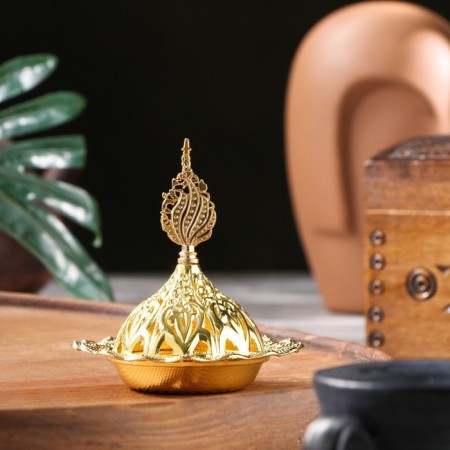 Kurilnitsa for incense powder and cones "light", golden, 9x8 cm