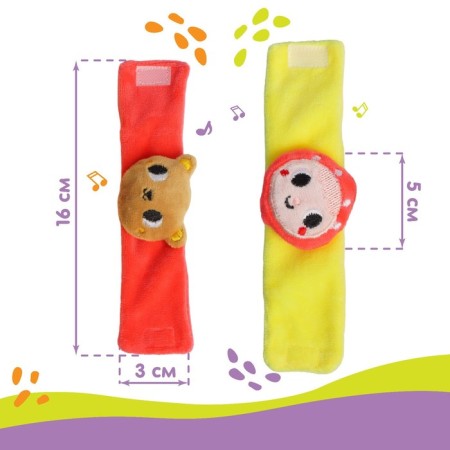 Set of bracelets - rattles "Masha and the Bear", 2 pcs, crush me-3
