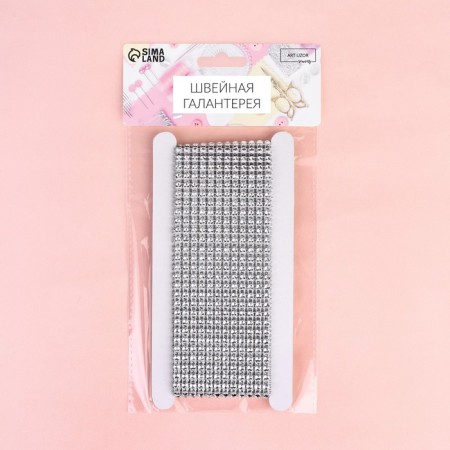 Ribbon with imitation of rhinestones, 6 cm, 1.5 m, silver color-2
