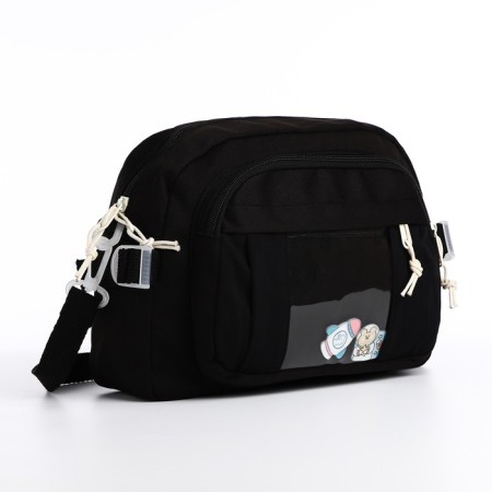 Youth bag with zipper, black color-2