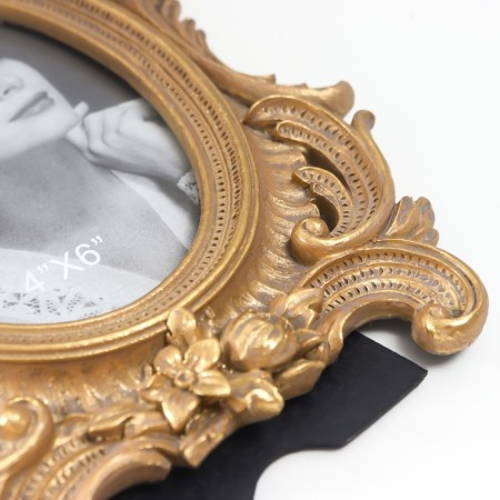 Photo frame Polystone 10x15 cm "twisted petals" aged gold 18x27.5 cm-3