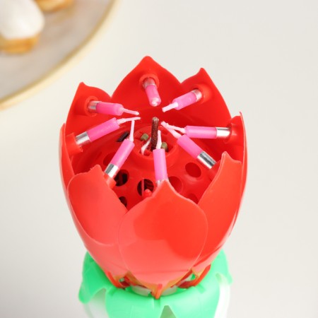 Candle for the cake musical "Tulip", spinning, red, 14.5 × 6 cm-5