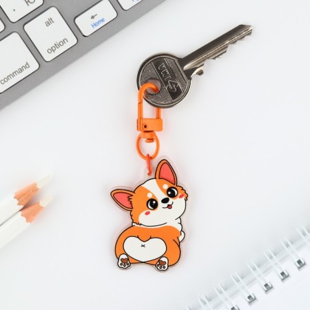 Acrylic corner keychain "Corgi" with carbine, 5 x 3.5 cm-2