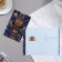 Postcard "Happy Anniversary!" Glitter, Congrev, Coat of arms, blue background, 25.1x19.4 cm