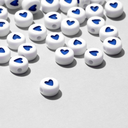 Acrylic bead "heart", 7 × 4 mm, set 10 g, blue color-1