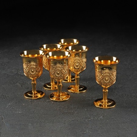Serving set "Luxury. Gold ", 8 items: a jug 250 ml, 6 glasses, 20 ml, tray, gold color-5