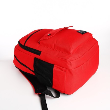 Youth backpack on lightning, 2 departments, 4 pockets, red color-3