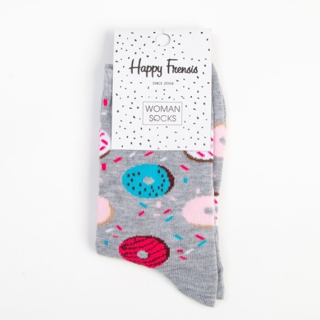 Women's socks "Sweet Donut", gray color, size 23-25-4