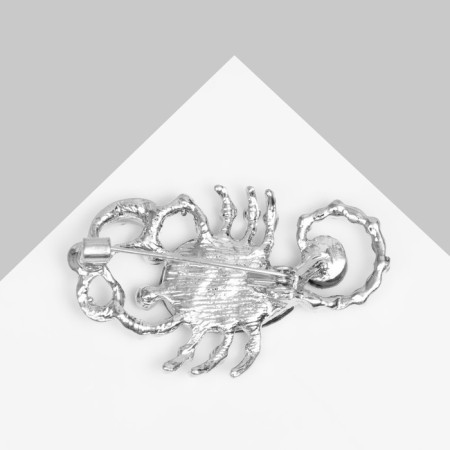 Brooch "Galiotis" Scorpio with pearls, green color in silver-2