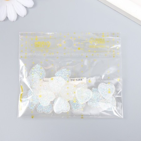 Decor for creativity Plastic "Heart" holography White set 20 pcs 1.6x1.6 cm-3