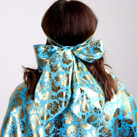 Carnival set: scarf, kokoshnik, gold on blue-3