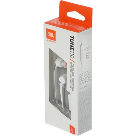 Headphones JBL T110, vacuum, microphone, 100DB, 16 Ohm, 3.5 mm, 1.2 m, white-5