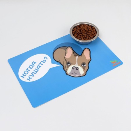 A rug for a bowl of a “dope” with a non -slip base, 43 x 28 cm, "when to eat?"-2