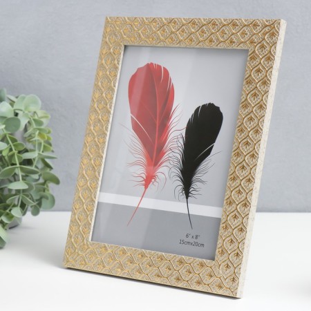 Photo frame plastic 15x20 cm "Golden leaves on beige" 23.5x18.7 cm-1