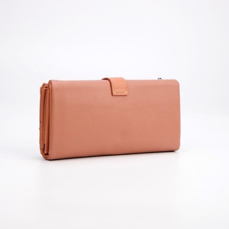 Women's wallet on the button, pink color-1