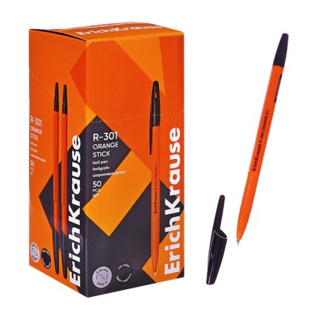 Ballic handle Erich Krause R-301 Orange Stick, node 0.7 mm, black ink, letter line 2000 meters, barcode on the handle-6