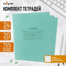 A set of notebooks of 20 pieces, 24 sheets in the line of the Green Cover PDA, block No. 2, whiteness 75% (gray sheets)