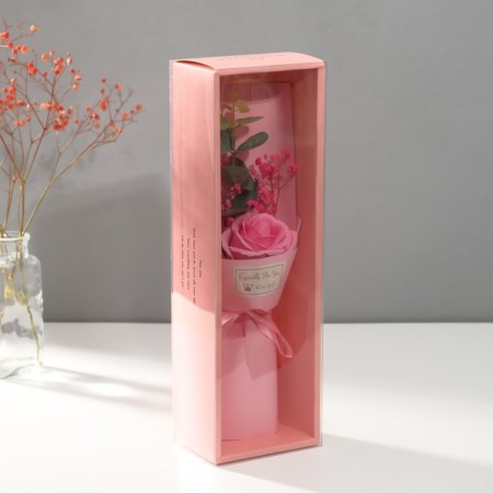 Bouquet of soap petals "Rose and eucalyptus" Pink 7.5x11x34.5 cm-1
