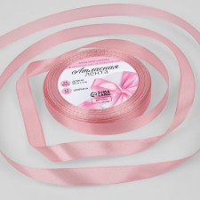 Satin tape, 12 mm × 23 ± 1 m, pearl pink color No. 135