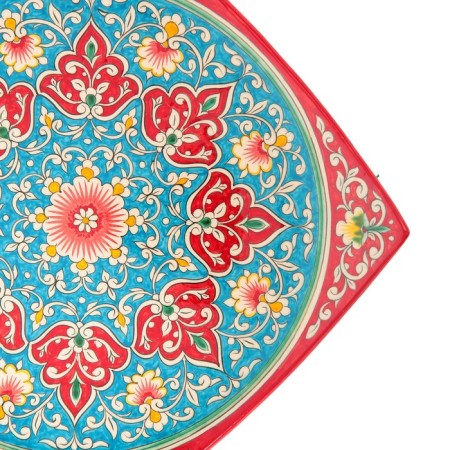 Largan Rishtan ceramics "Flowers", 33 cm, square, red-2