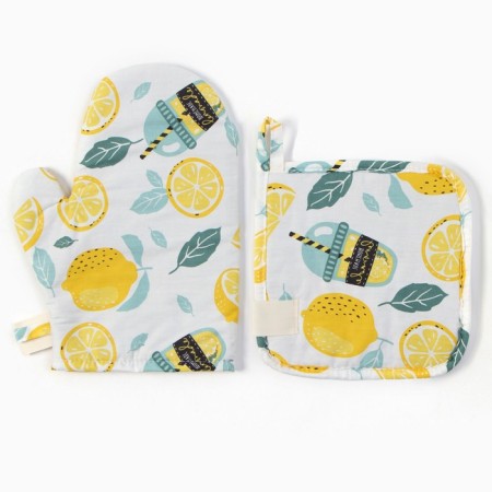 Set of kitchen. Ethel "Lemonada": mittens 20x28 cm, take 19x19 cm, 80% HL, 20% PE-2