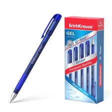 Gel pen Erichkrause G-STAR, blue ink, node 0.5 mm, flu zone made of rubber, letter length 600 meters