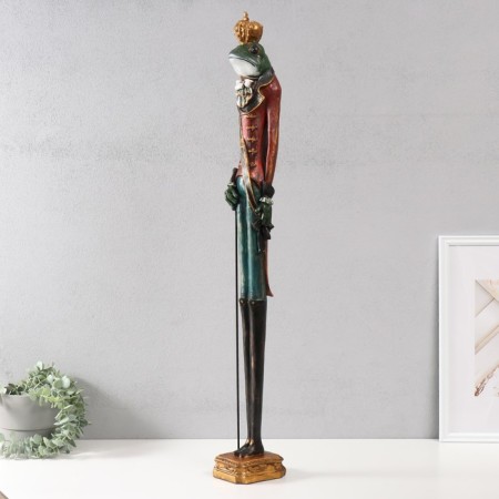 Souvenir Polystone "Frog in the crown with a cane" 12.5x10x85.5 cm-3