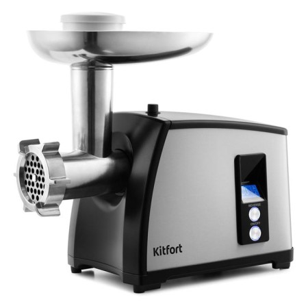 Electric meat grinder KitFort KT-2105, 1800 W, 0.75 kg/min, 5 nozzles, reverse, silver.