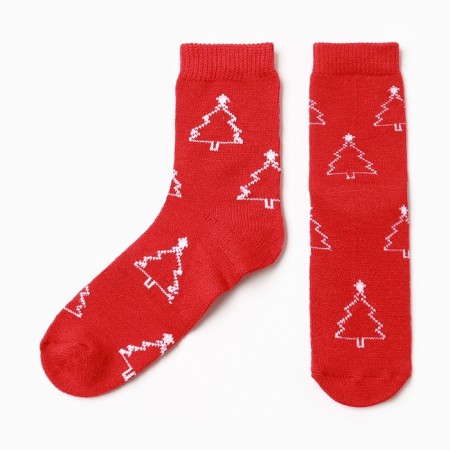 Socks women's Christmas trees, red color, size 23-25