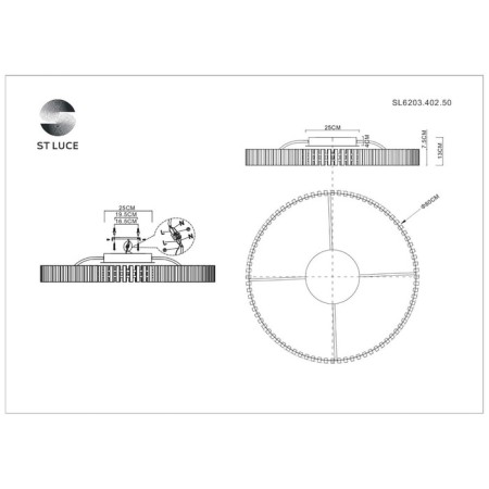 Ceiling Ceiling ST LUCE. SL6203.402.50. Estense. 1x50 W, LED, 3000K, 4000 LM, 80x80x13 cm, black color-6