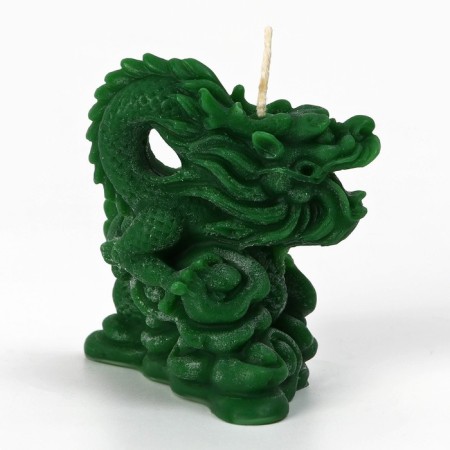 Interior curly candle "Dragon", green, without aroma-1