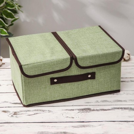 Stellid box for storage with a double lid "Teri", 36 × 25 × 16 cm, green color-1