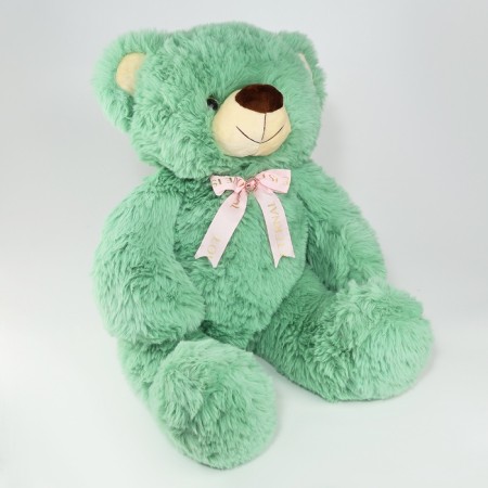 Soft toy "Bear", with a bow, 80 cm, green color-1