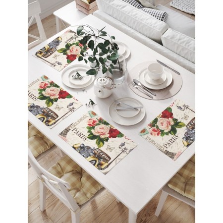 Set of napkins for setting the table "Love Paris", rectangular, size 32x46 cm, 4 pcs