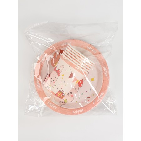 A set of paper dishes "Happy Bunny", set of 12 pcs.-6