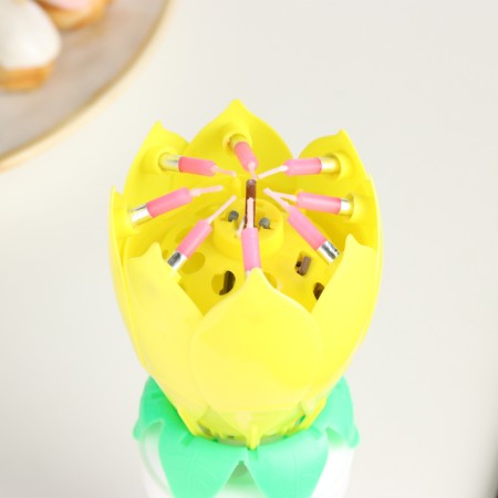 Candle for the cake musical "Tulip", spinning, yellow, 14.5 × 6 cm-5