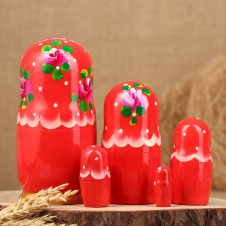 Nesting doll "Avdosya", red dress, 5 puppet, 18 cm-1